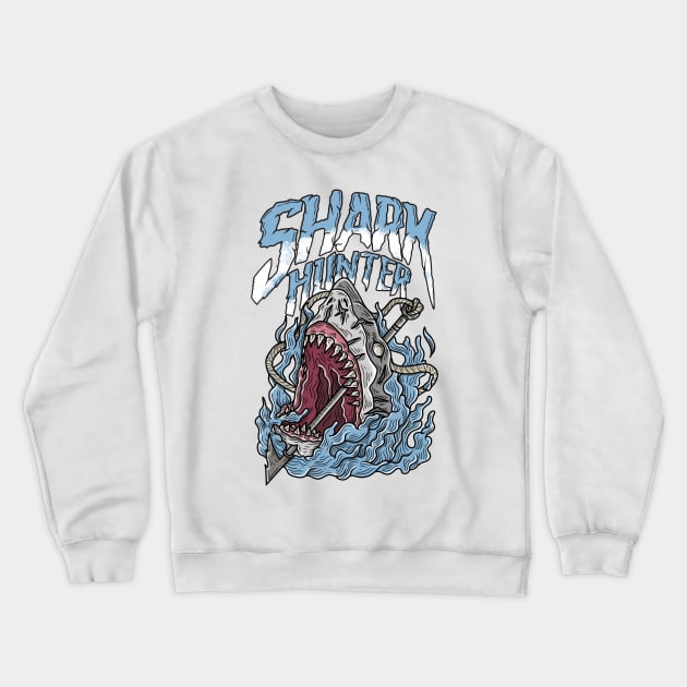 sharkhunter Crewneck Sweatshirt by Tigajiwa